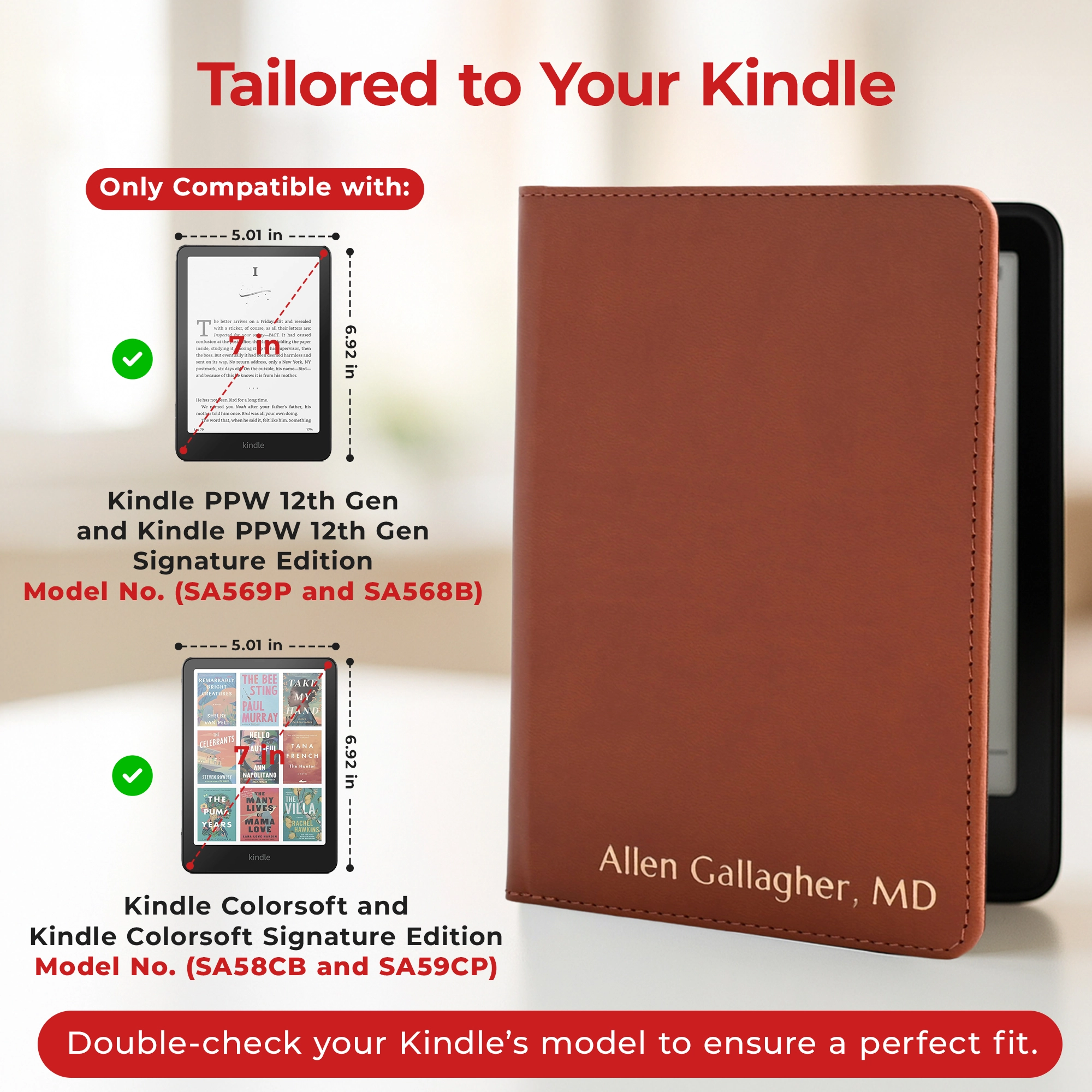 Kindle Leather Case- Brown hover
